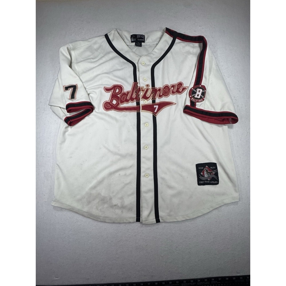 Vintage Classics Baltimore #7 Jersey 3XL Raw Blue Patch Korea Button Up
